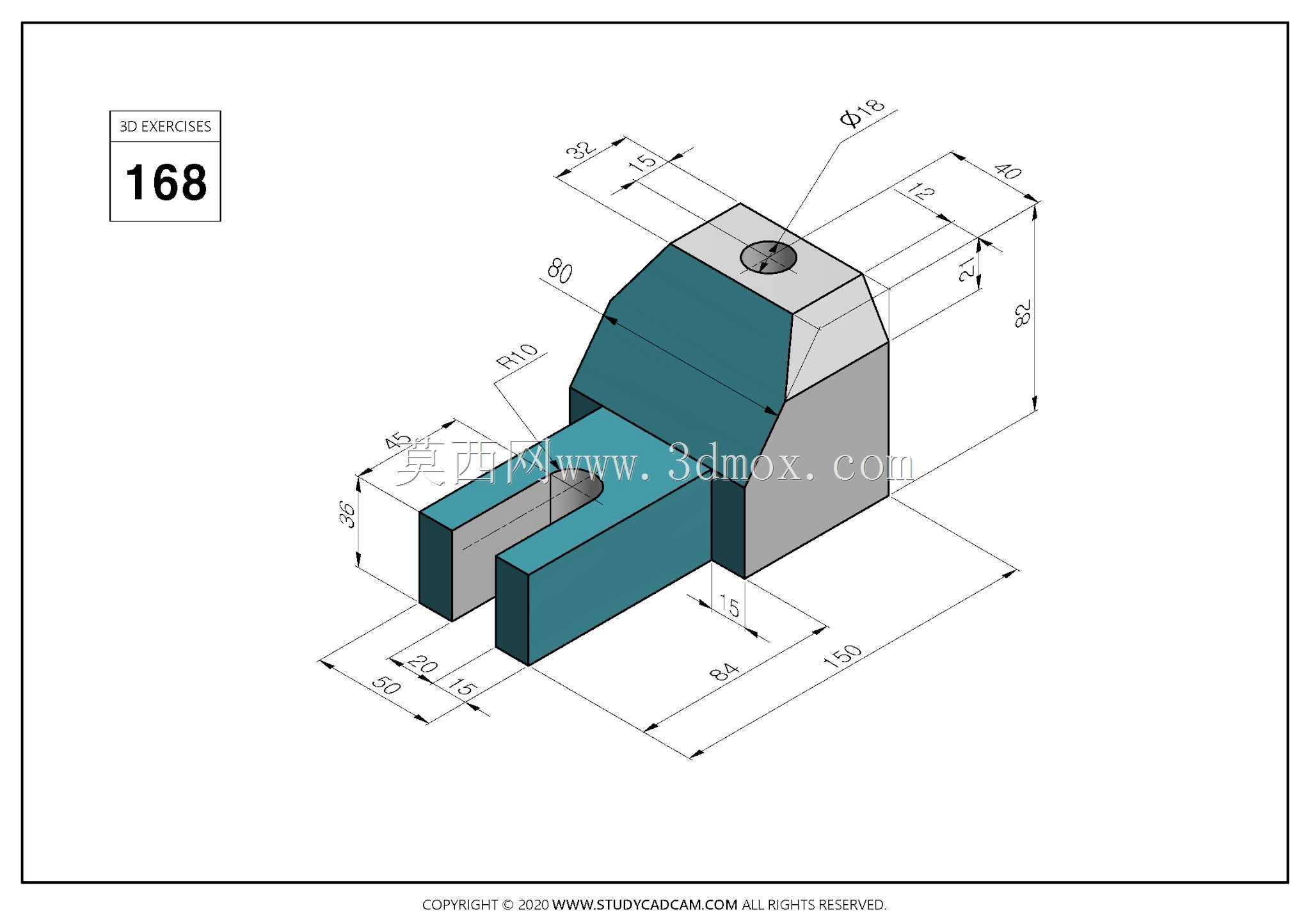 Studycadcam 3D CAD练习168 Autodesk Inventor Pro
