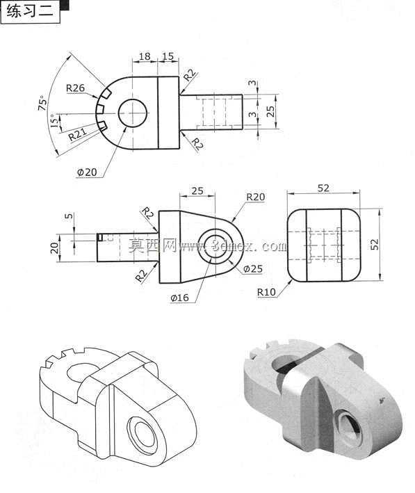 3D CAD基本练习2 fast piece/pieza rápida 2 Autodesk Inventor Pro
