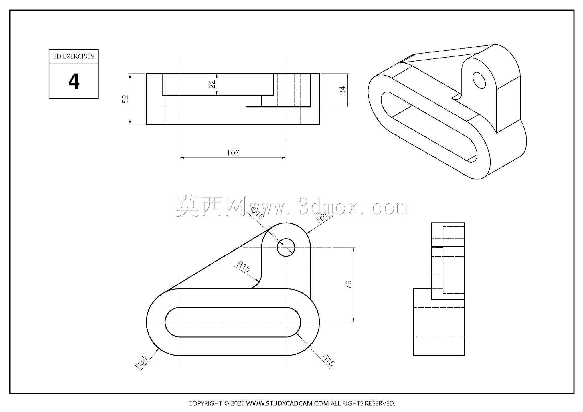 Studycadcam 3D CAD练习4 Autodesk Inventor Pro