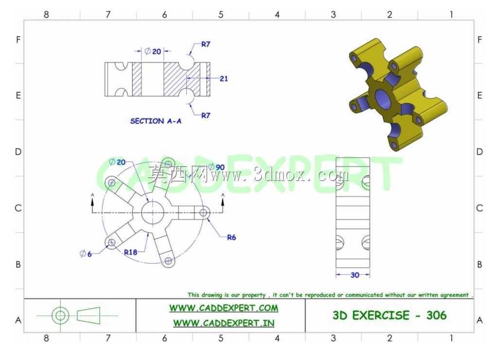 caddexpert CAD 3D练习306 Autodesk Inventor Pro