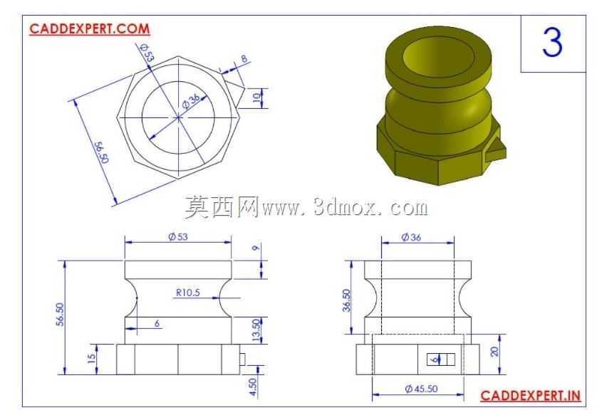 caddexpert CAD 3D练习3 Autodesk Inventor Pro