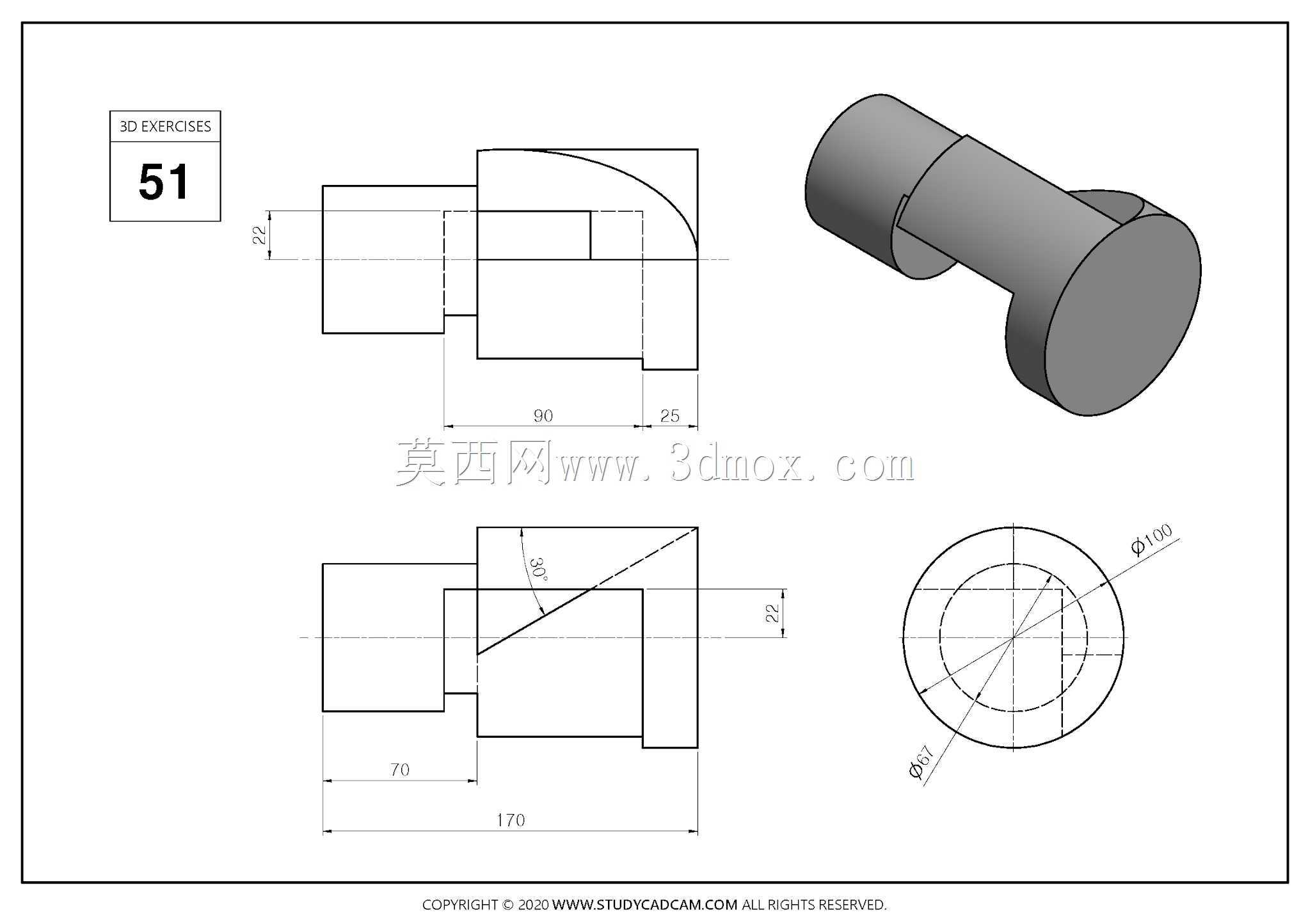 Studycadcam 3D CAD练习51 Autodesk Inventor Pro