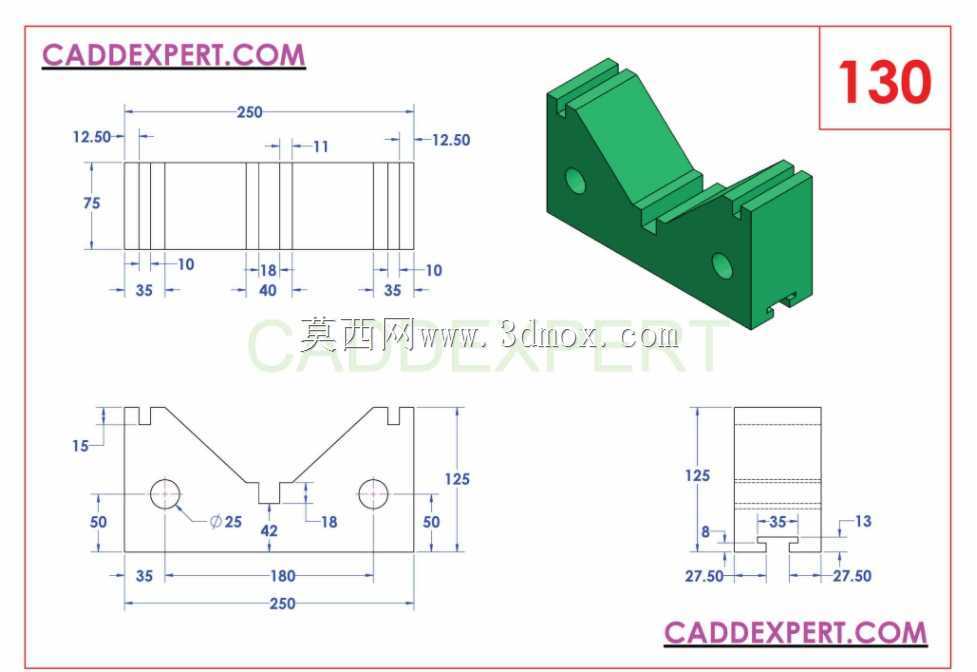 caddexpert CAD 3D练习130 Autodesk Inventor Pro