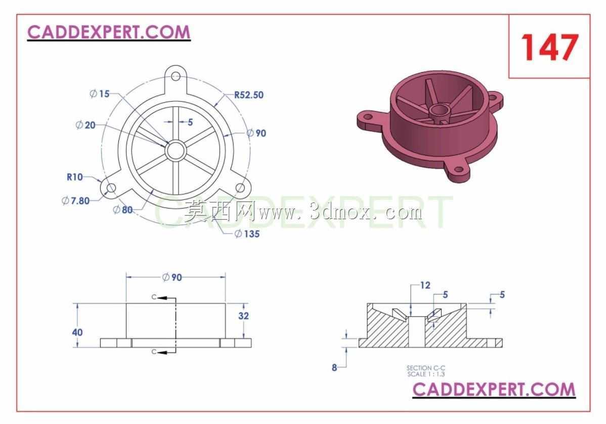 caddexpert CAD 3D练习147 Autodesk Inventor Pro