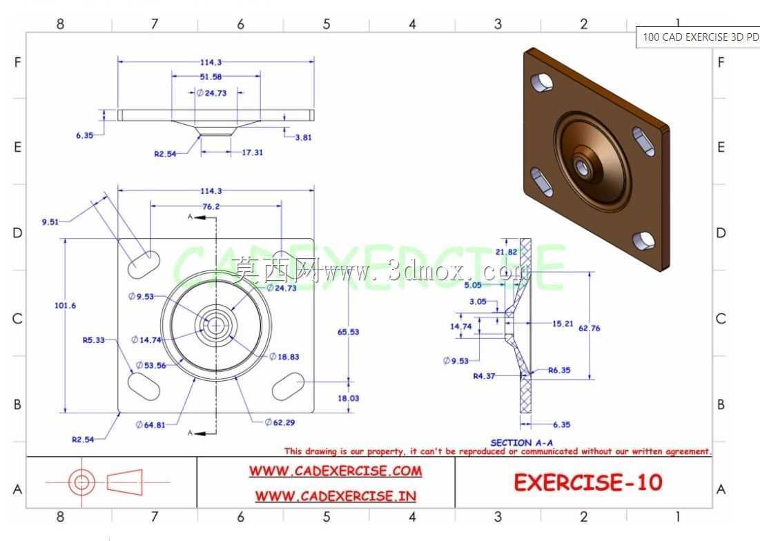 CADEXERCISE 3D CAD练习10 Autodesk Inventor Pro