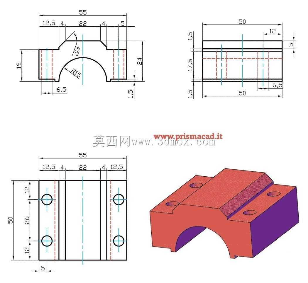 Prismacad CAD练习spindler支架/abrazadera Autodesk Inventor pro