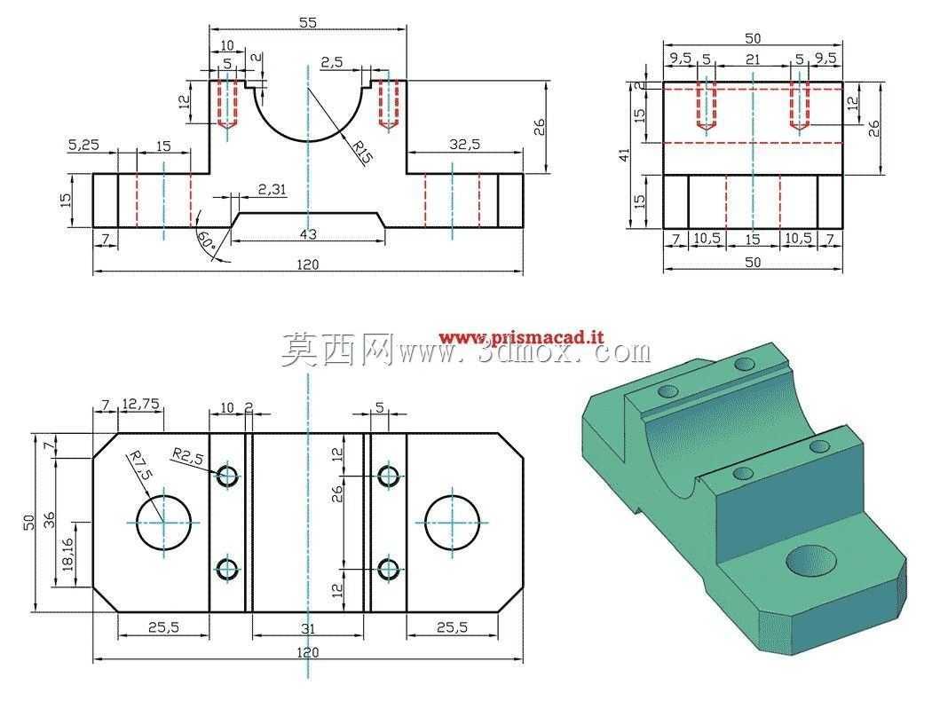 Prismacad CAD练习spindler支架/abrazadera Autodesk Inventor pro