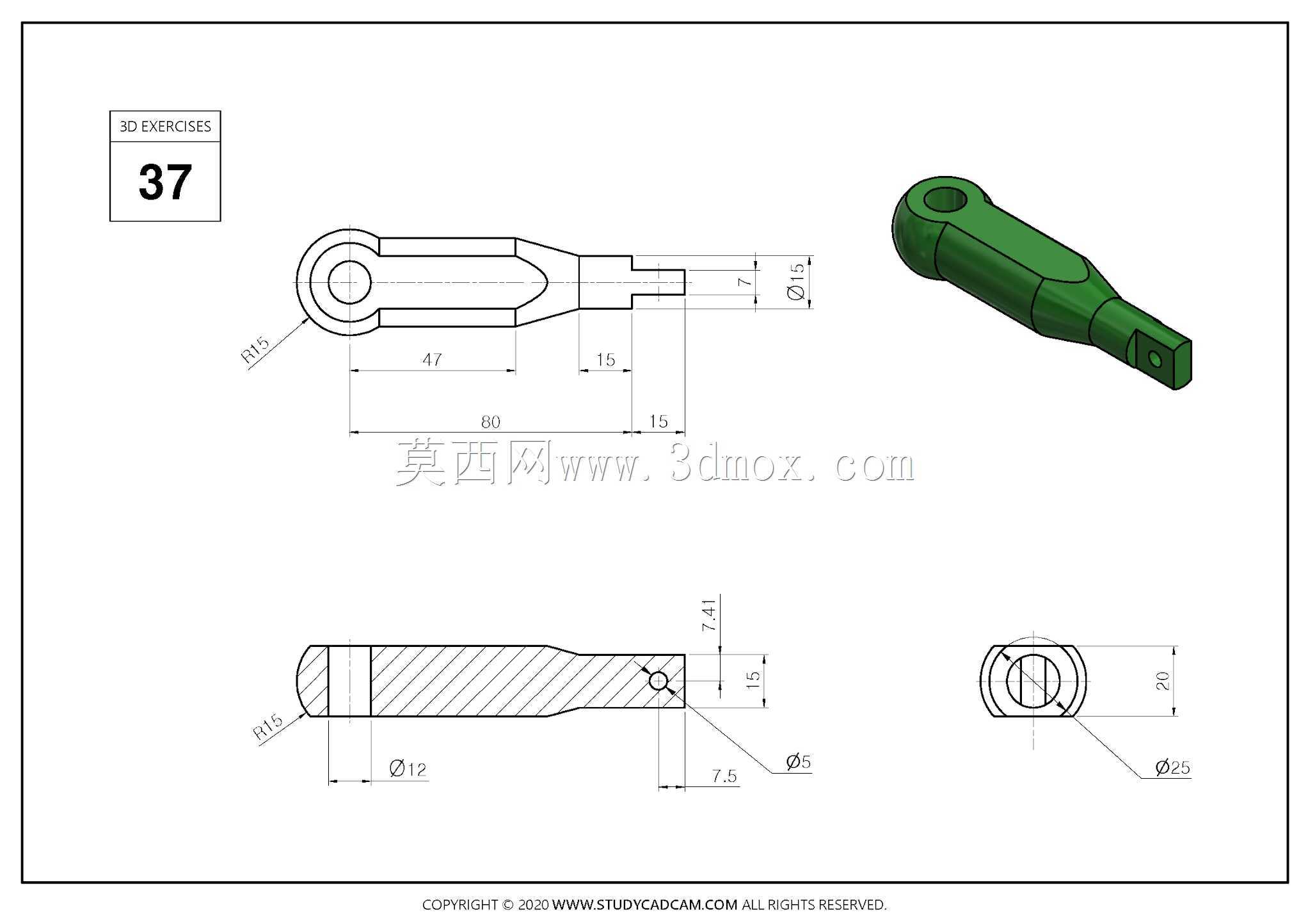 Studycadcam 3D CAD练习37 Autodesk Inventor Pro