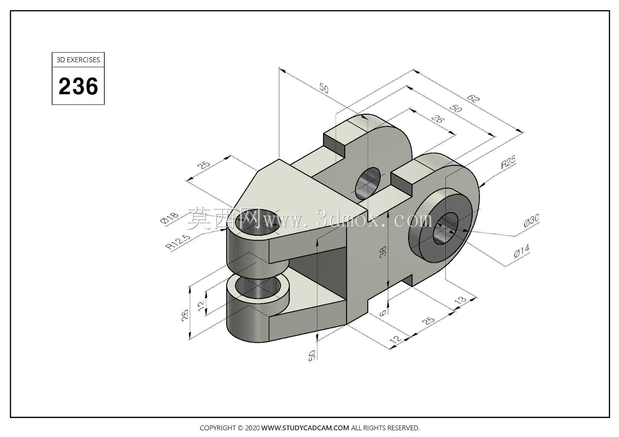 Studycadcam 3D CAD练习236 Autodesk Inventor Pro