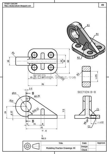 Studycadcam CAD练习49/72 Autodesk Inventor pro“更正”
