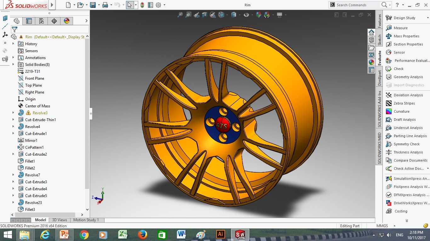 solidworks中的轮辋和轮胎