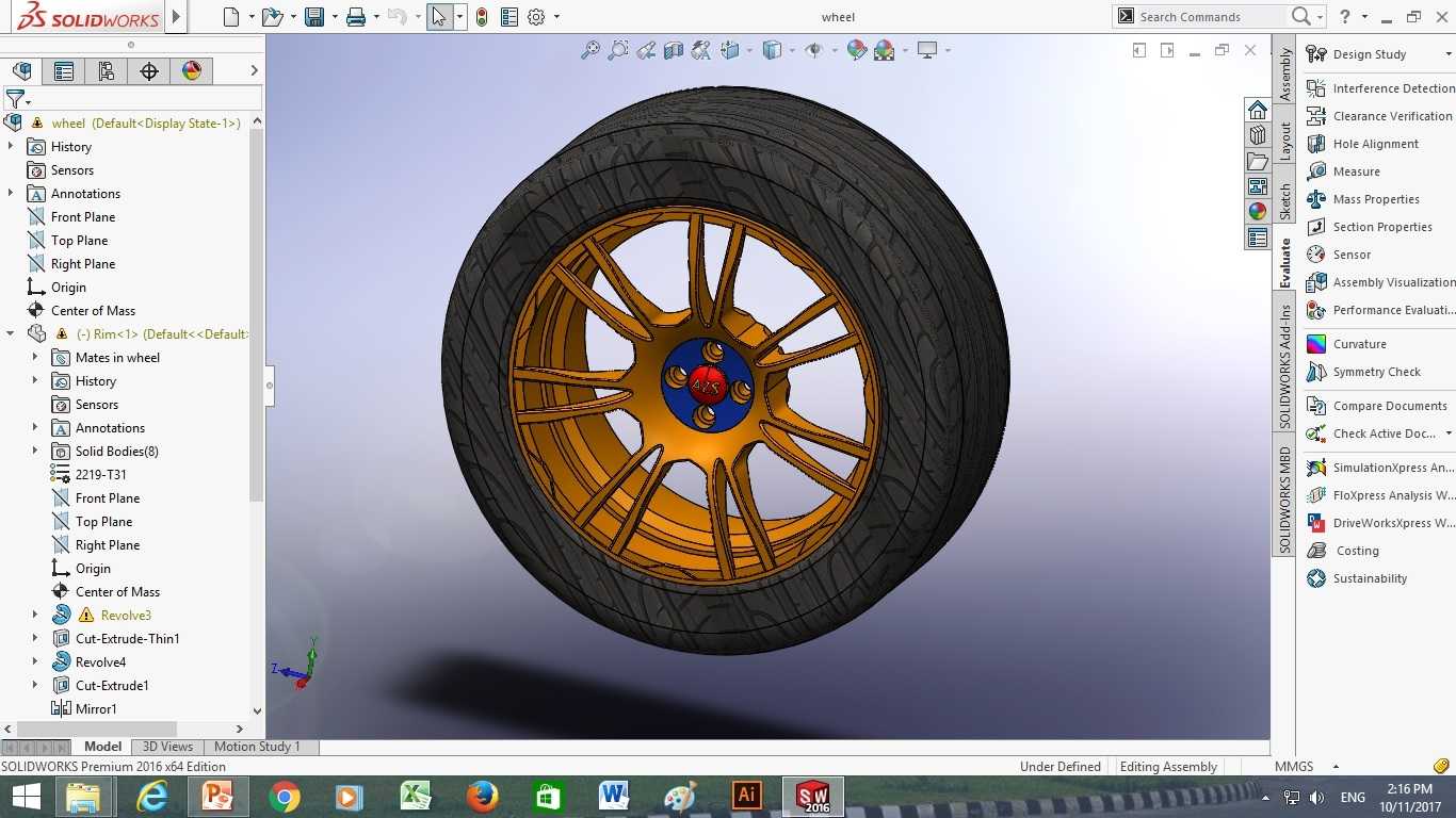 solidworks中的轮辋和轮胎