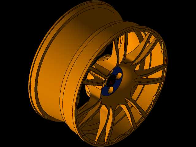 Solidworks中带轮胎的汽车轮辋。
