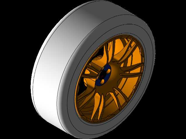 Solidworks中带轮胎的汽车轮辋。