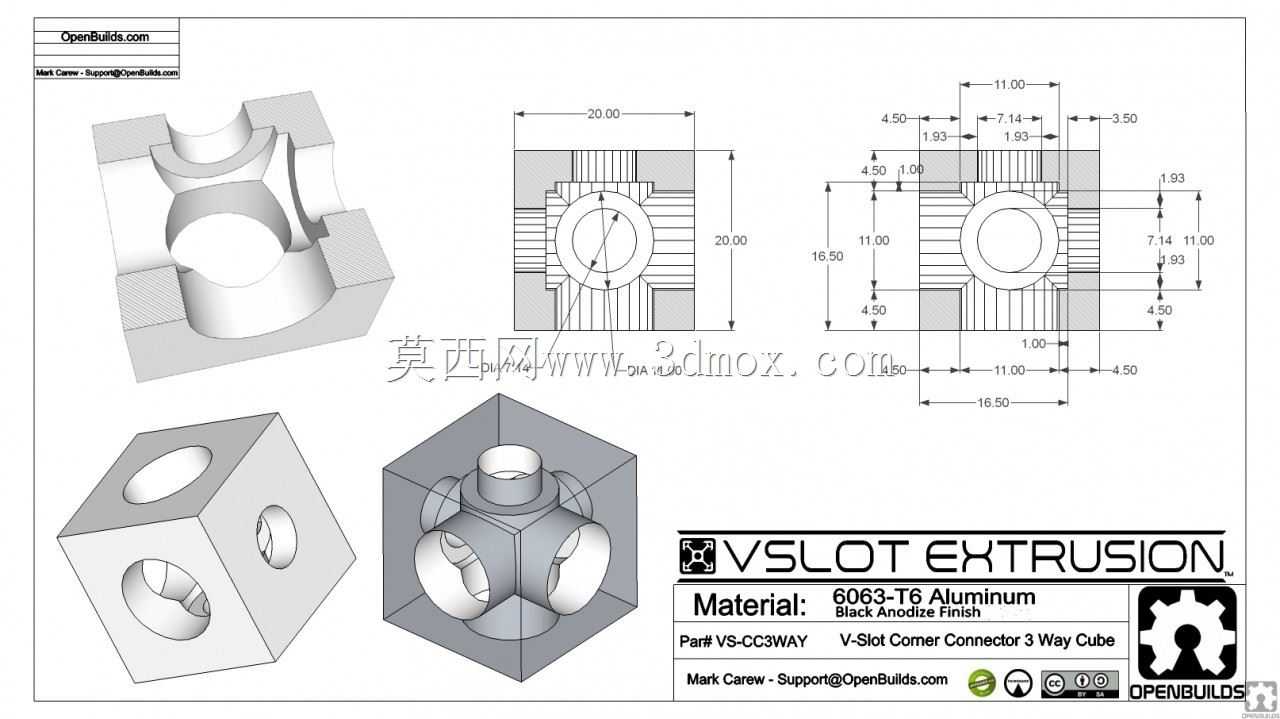 Cubo 3 vías-Perfil 2020-Conector/Soport