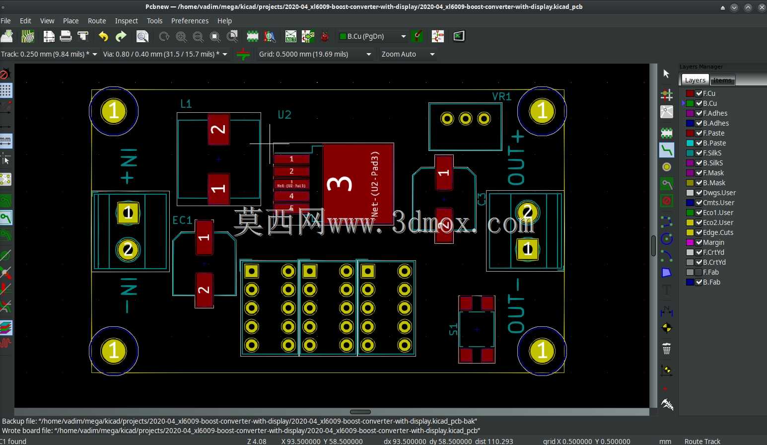 XL6009带7段显示屏的升压转换器