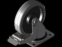 Kolo gibljivo z zavoro 125mm-Serija PE-siva elasti?na guma
