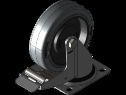 Kolo gibljivo z zavoro 125mm-Serija PF-siva elasti?na guma