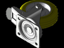 Kolo gibljivo z zavoro 125mm-Serija AU-aluminij+poliuretan