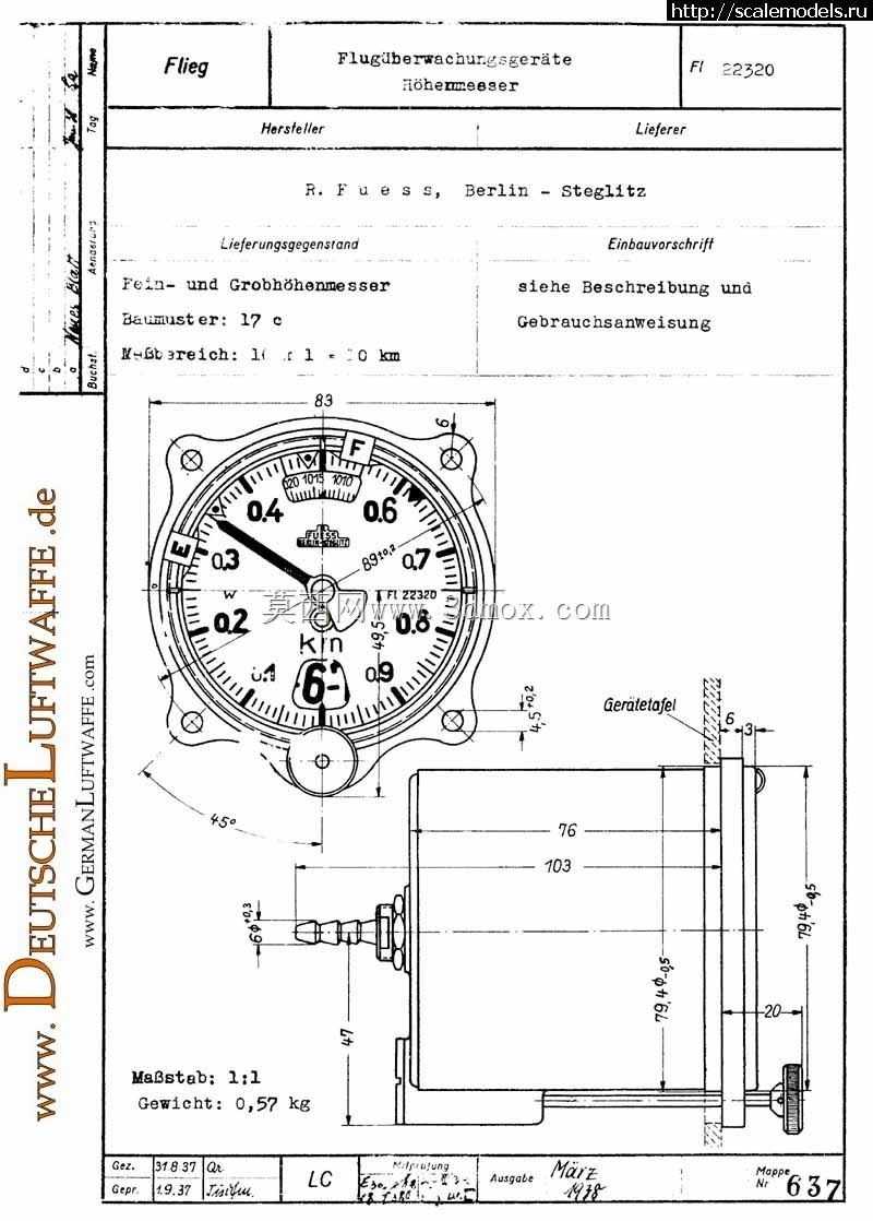 altimetro H?henmesser fi22320 ME-109/BF-109 k