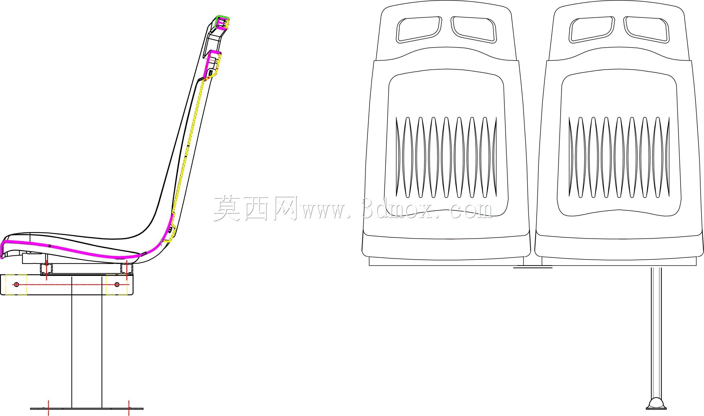 塑料座椅2座模型