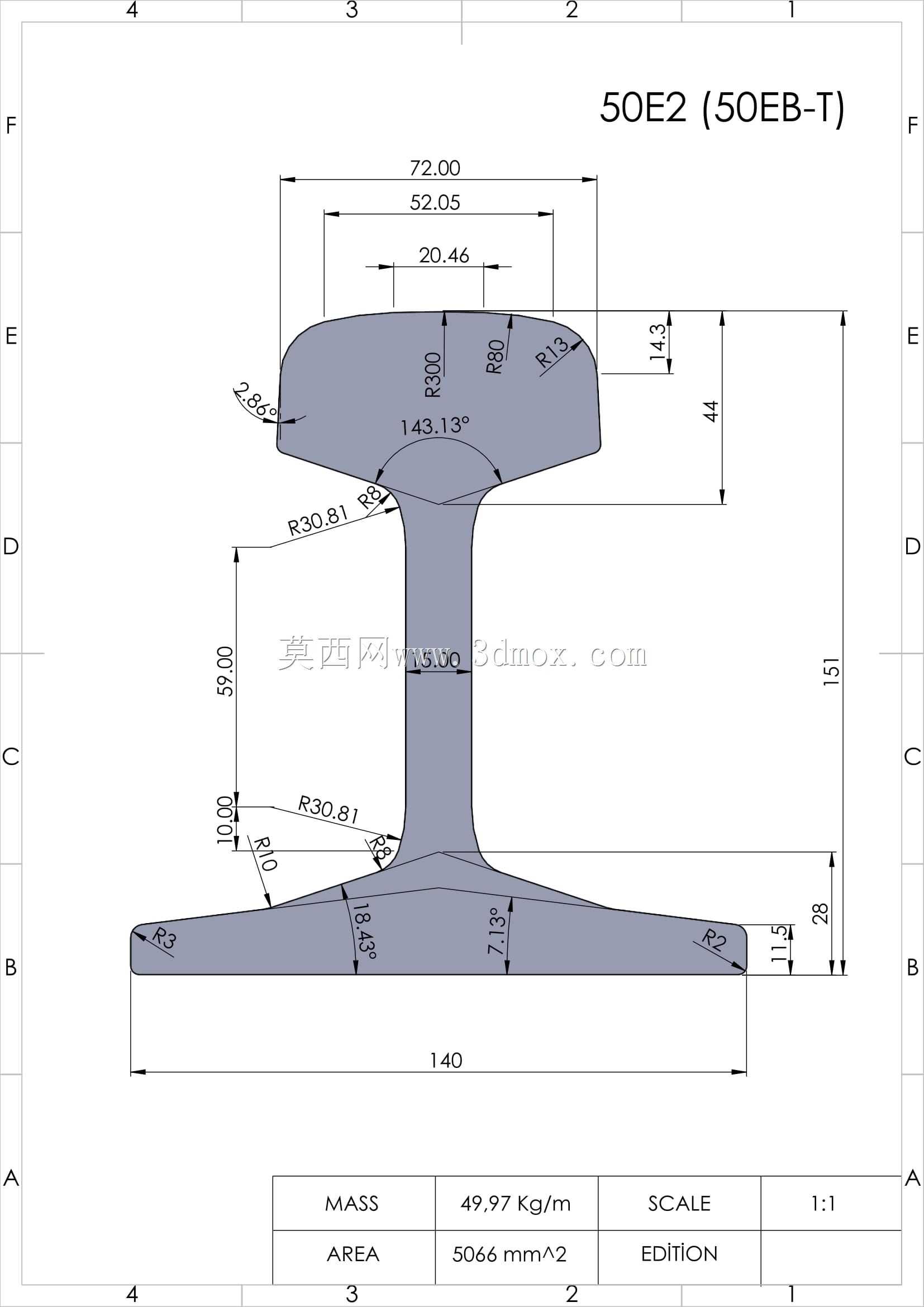 欧洲标准most共轨型材30E1、33E1、S33、39E1(BS80A)、45E1(BS90A)、45E3(RN45)、46E2(U33)、49E1(S49)、49E5、50E6(U