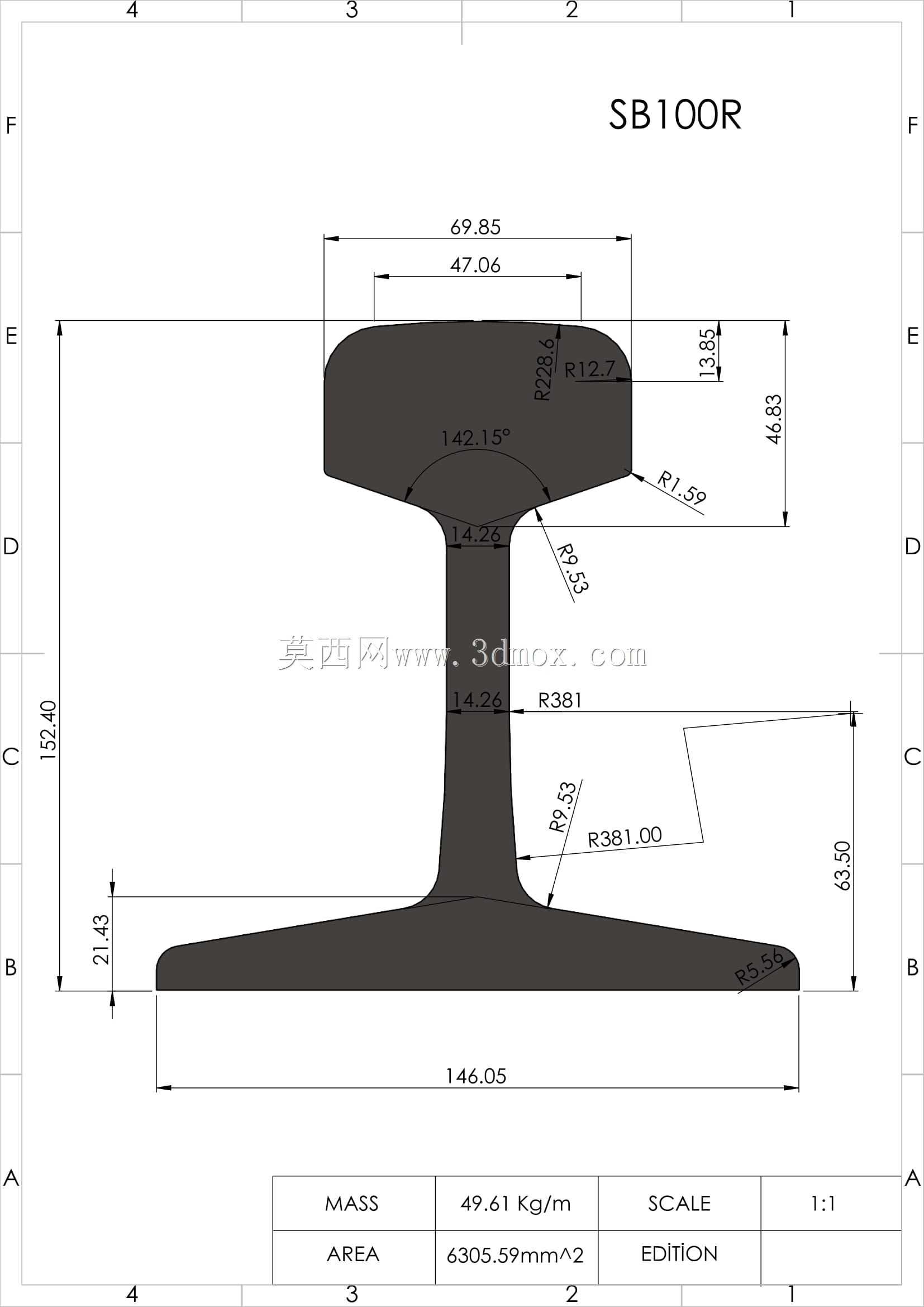 欧洲标准most共轨型材30E1、33E1、S33、39E1(BS80A)、45E1(BS90A)、45E3(RN45)、46E2(U33)、49E1(S49)、49E5、50E6(U