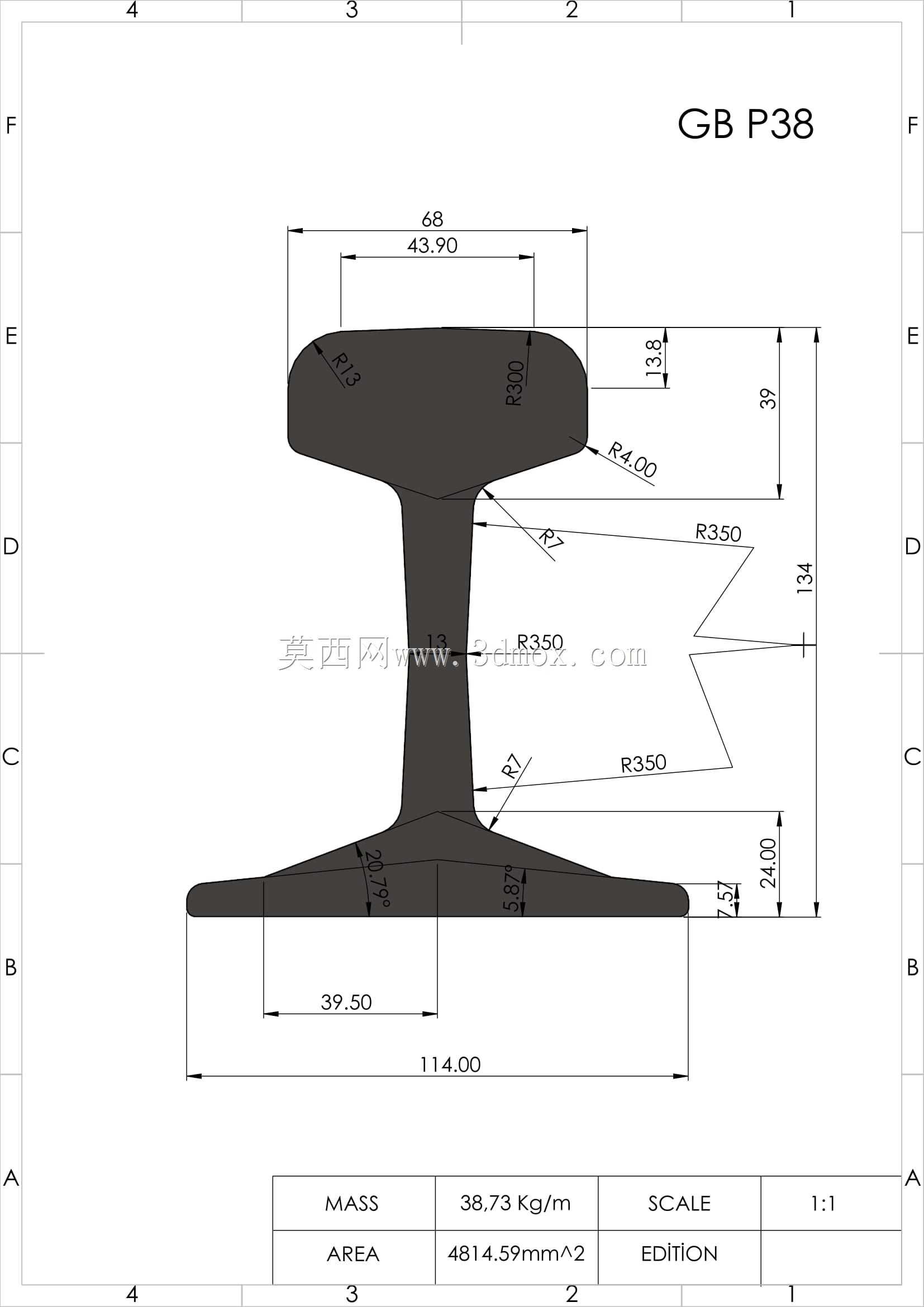 欧洲标准most共轨型材30E1、33E1、S33、39E1(BS80A)、45E1(BS90A)、45E3(RN45)、46E2(U33)、49E1(S49)、49E5、50E6(U