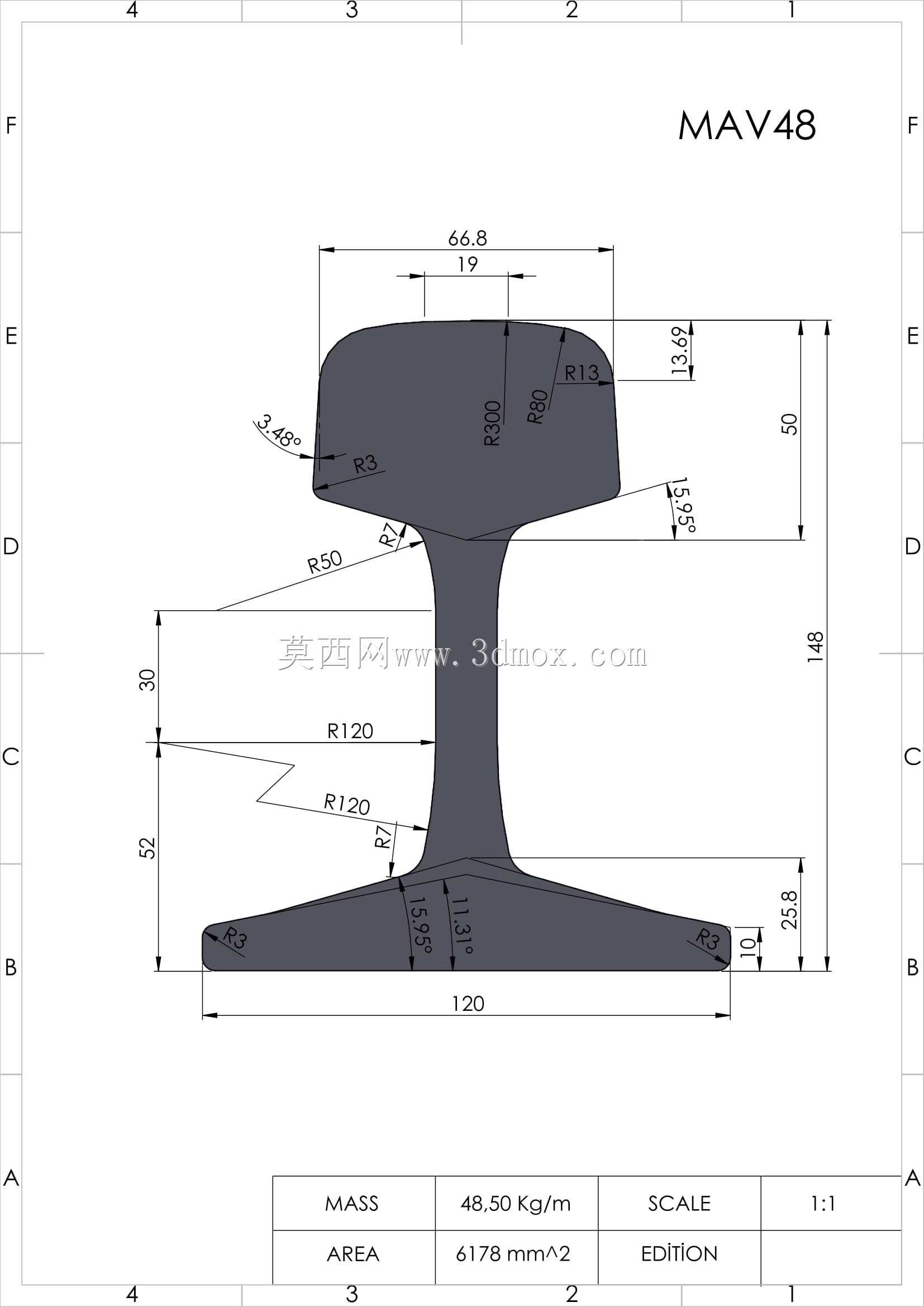 欧洲标准most共轨型材30E1、33E1、S33、39E1(BS80A)、45E1(BS90A)、45E3(RN45)、46E2(U33)、49E1(S49)、49E5、50E6(U