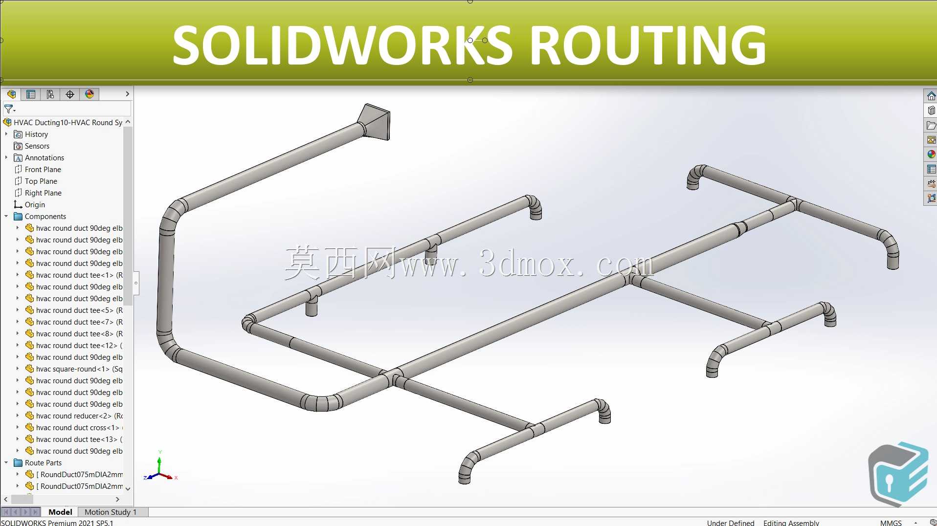 SOLIDWORKS布线-HVAC系统|圆形管道
