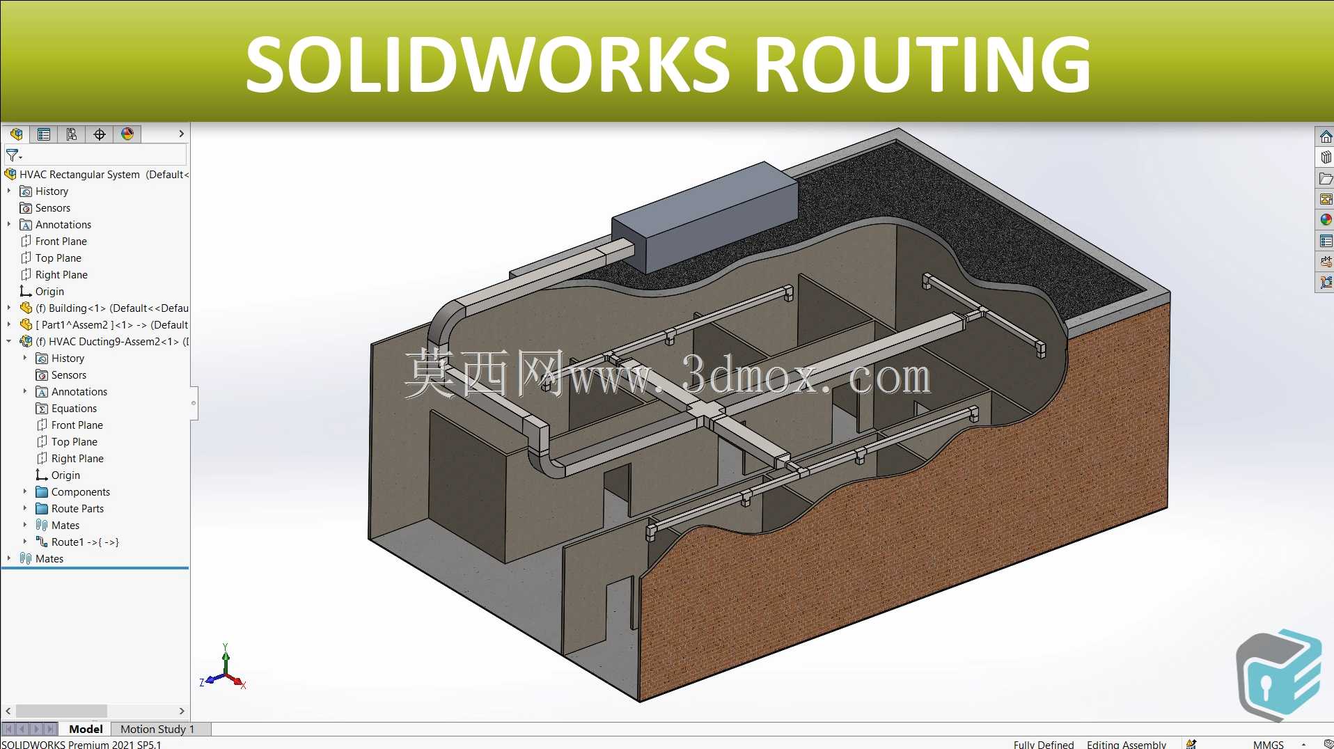 SOLIDWORKS布线-暖通空调系统|矩形回避