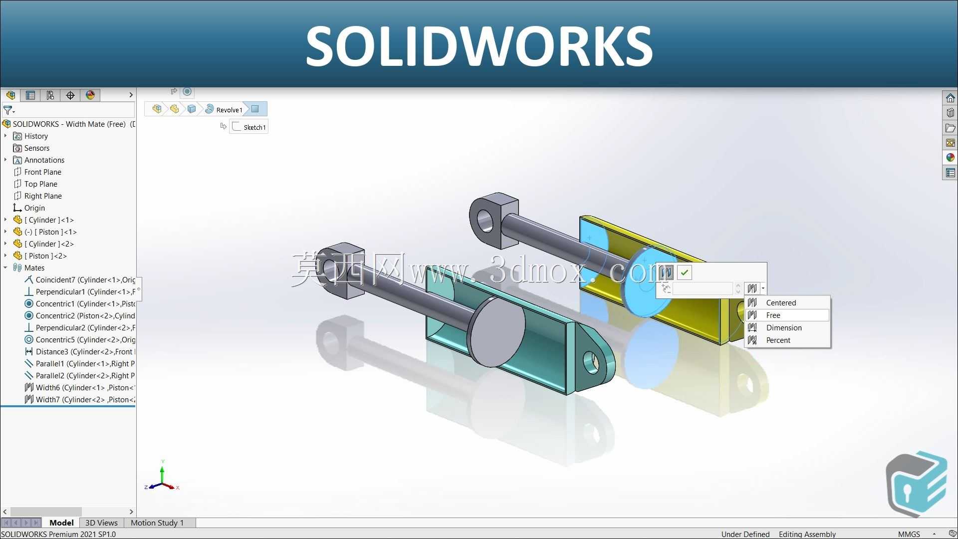 SOLIDWORKS-宽度配合(自由)