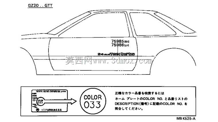 丰田Soarer“24气门双涡轮增压器”侧贴纸