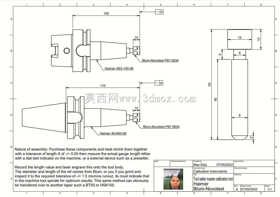 对刀器校准工具,主参考-BT40-HSK63A