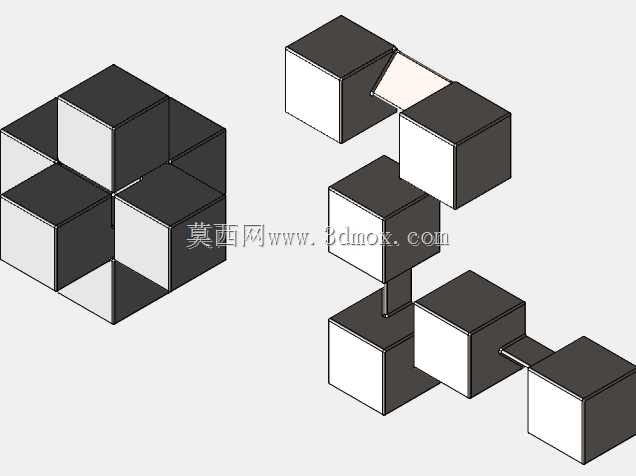交叉3块机械拼图逻辑思维玩具