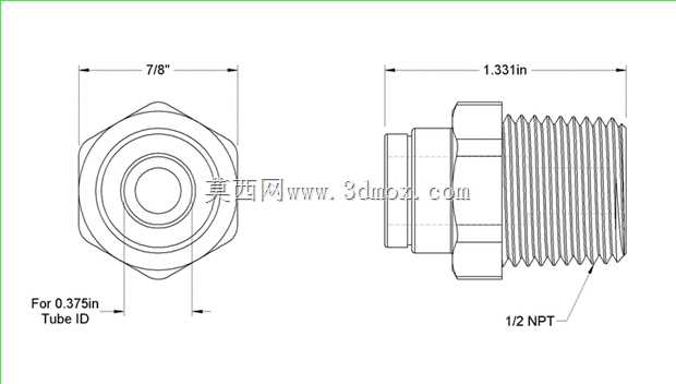 3/8Ӣ��PTC X 1/2Ӣ��MNPT��ͷ