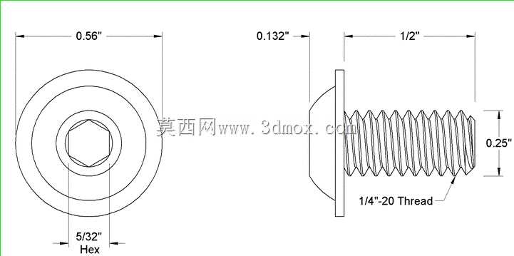 1/4-20 X 1/2英寸法兰BHC