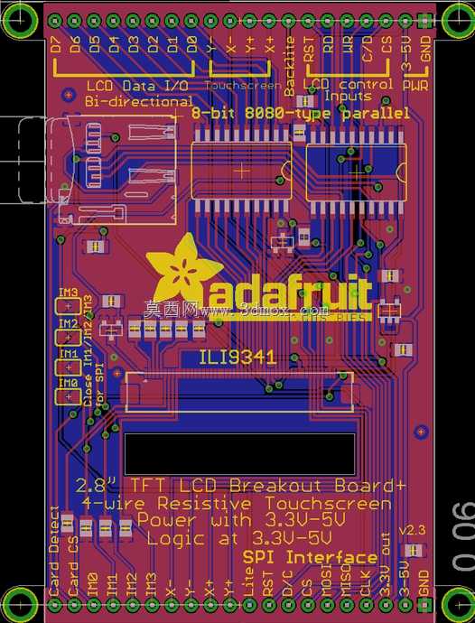 2.8带触摸屏转接板的TFT LCD