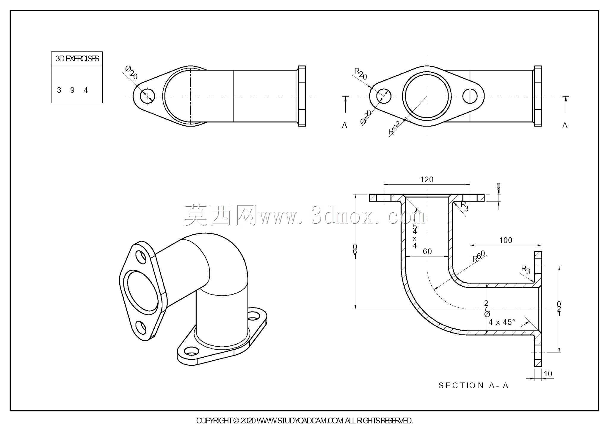 Studycadcam 3D CAD练习394/Autodesk Inventor Pro