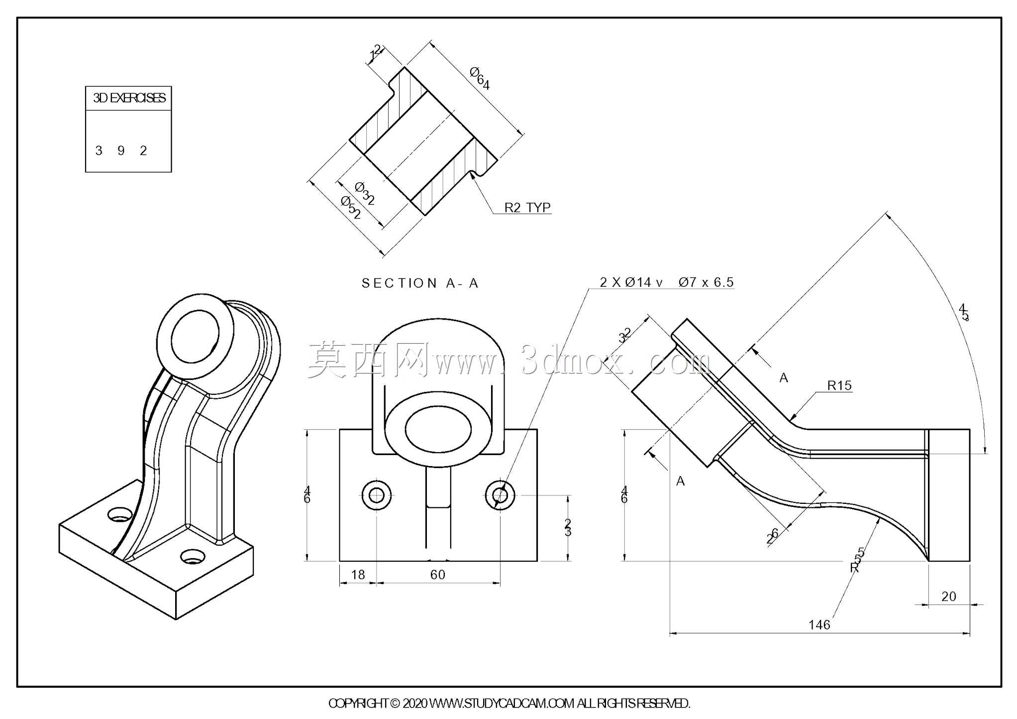 Studycadcam 3D CAD练习392/Autodesk Inventor Pro
