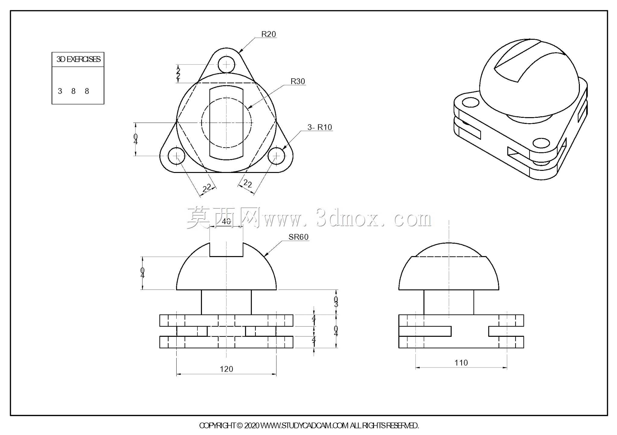 Studycadcam 3D CAD练习388/Autodesk Inventor Pro