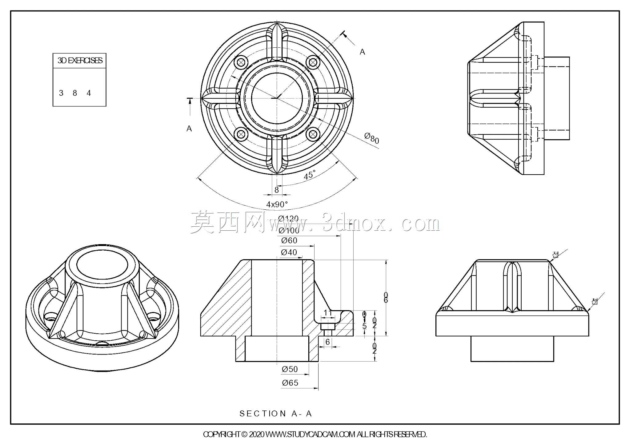 Studycadcam 3D CAD练习384/Autodesk Inventor Pro