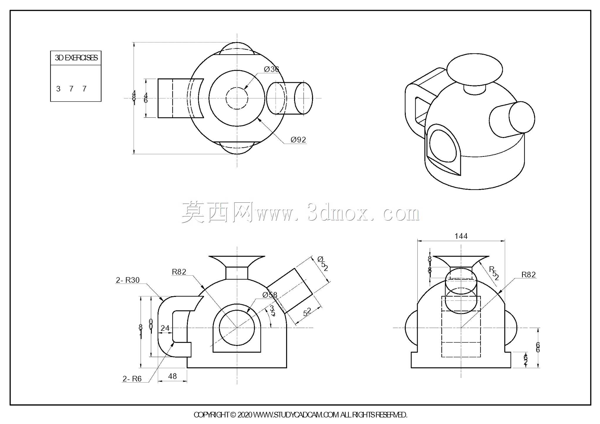 Studycadcam 3D CAD练习377/Autodesk Inventor Pro