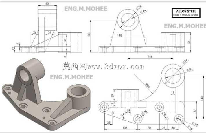 Studycadcam 3D CAD练习372/Lever Bracket/Autodesk Inventor Pro