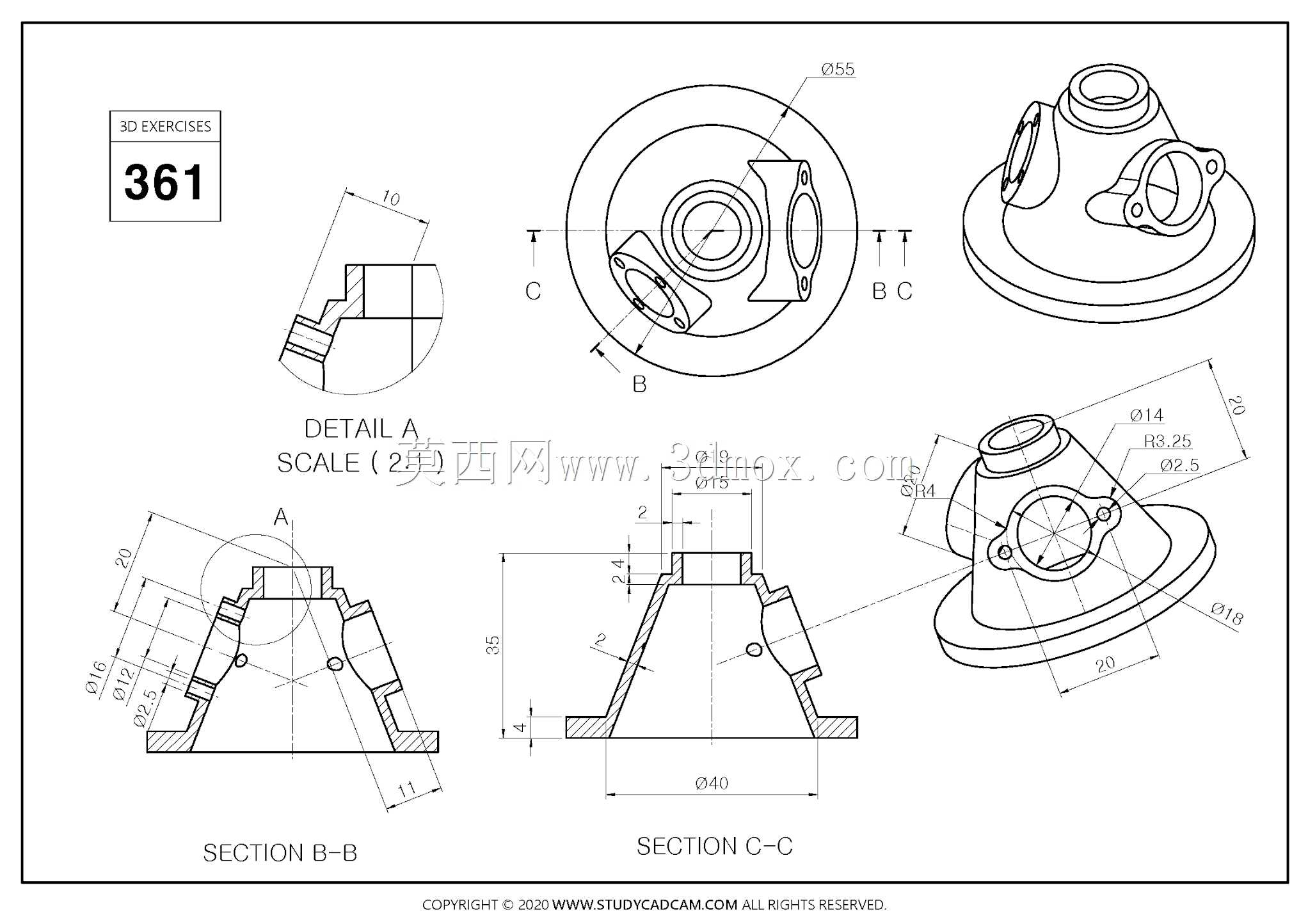 Studycadcam 3D CAD练习361/Autodesk Inventor Pro