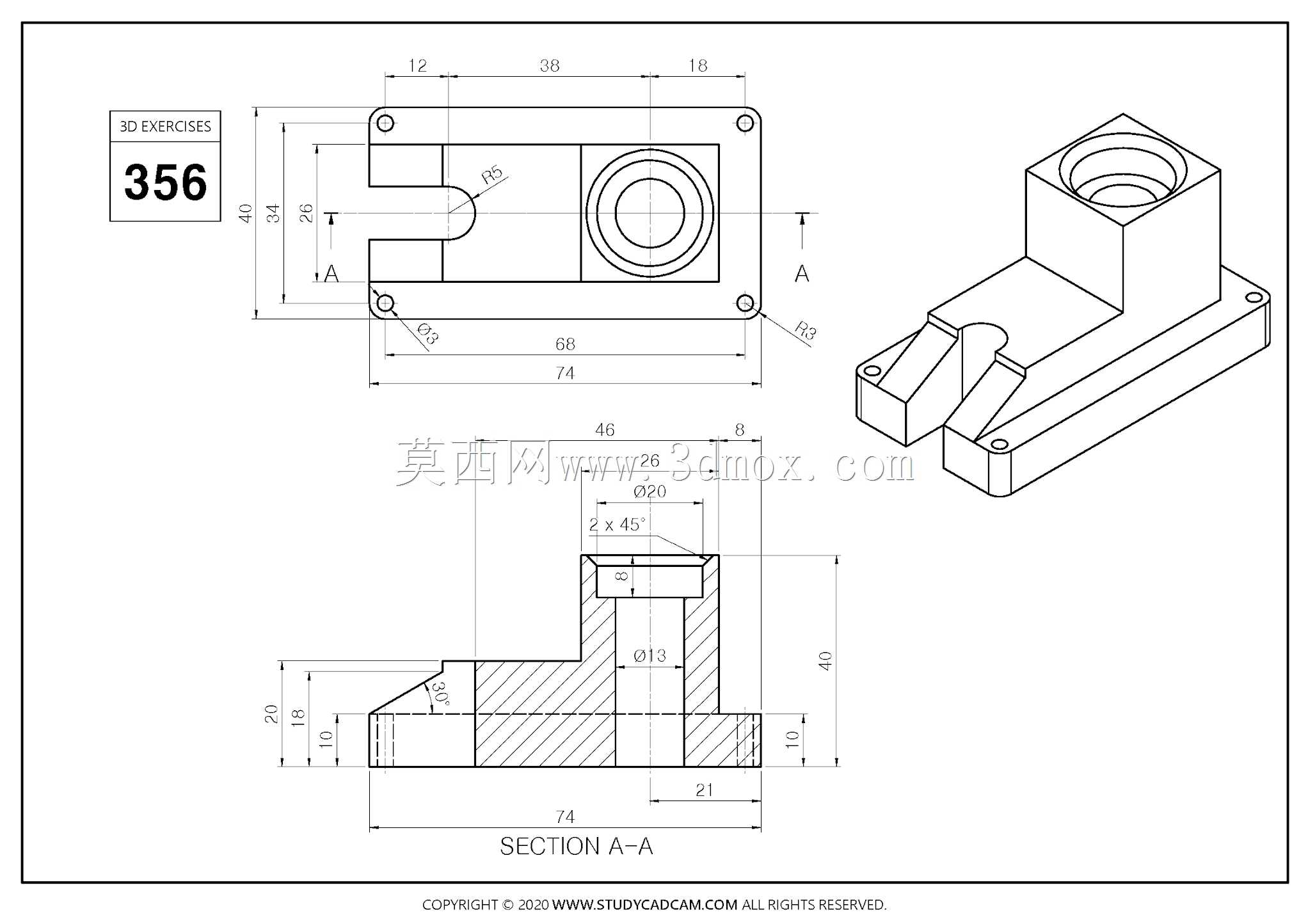 Studycadcam 3D CAD练习356/Autodesk Inventor Pro