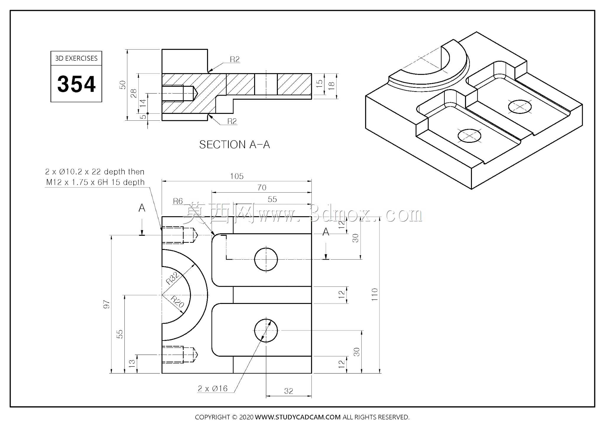 Studycadcam 3D CAD练习354/Autodesk Inventor Pro