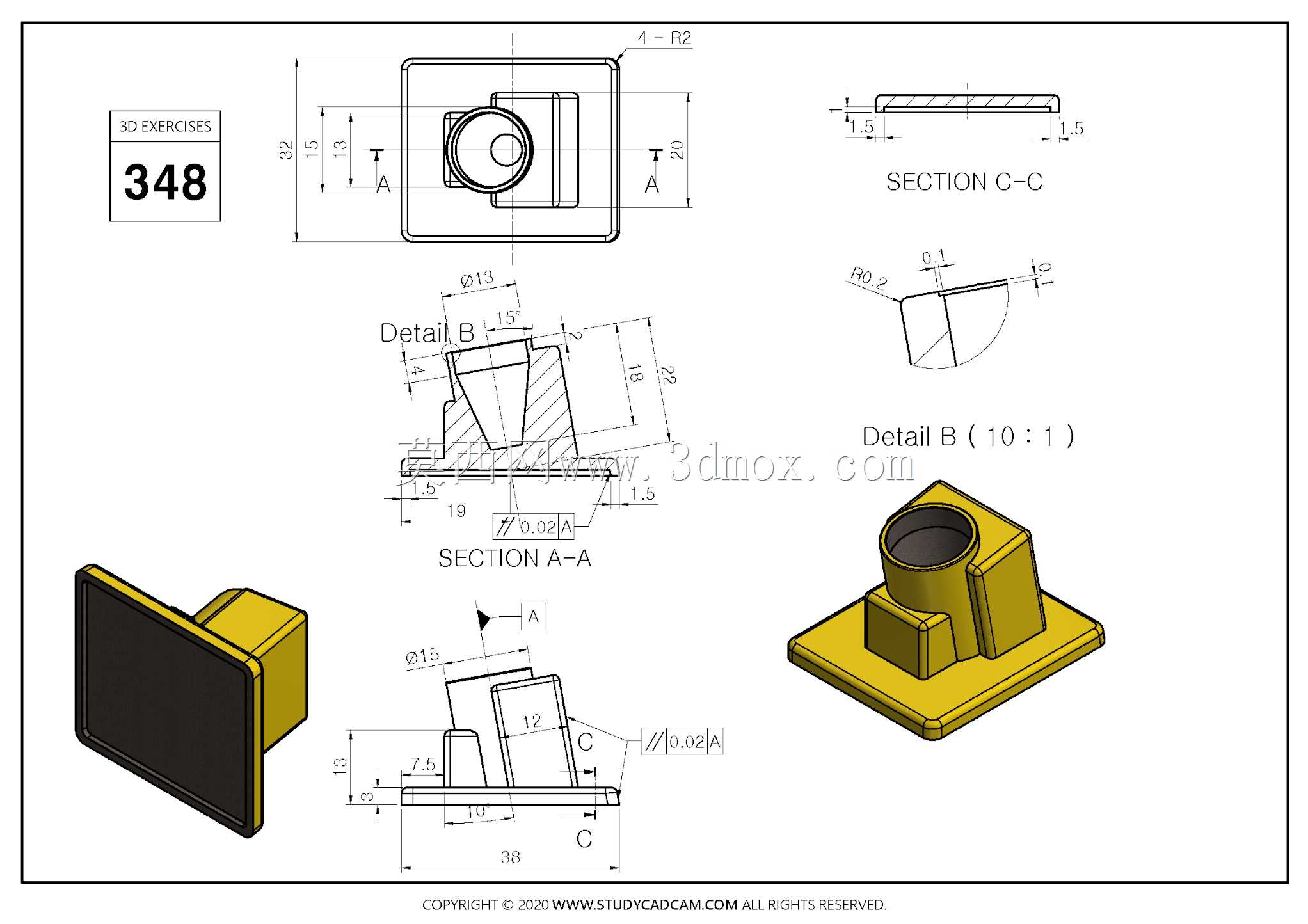 Studycadcam 3D CAD练习348/Autodesk Inventor Pro