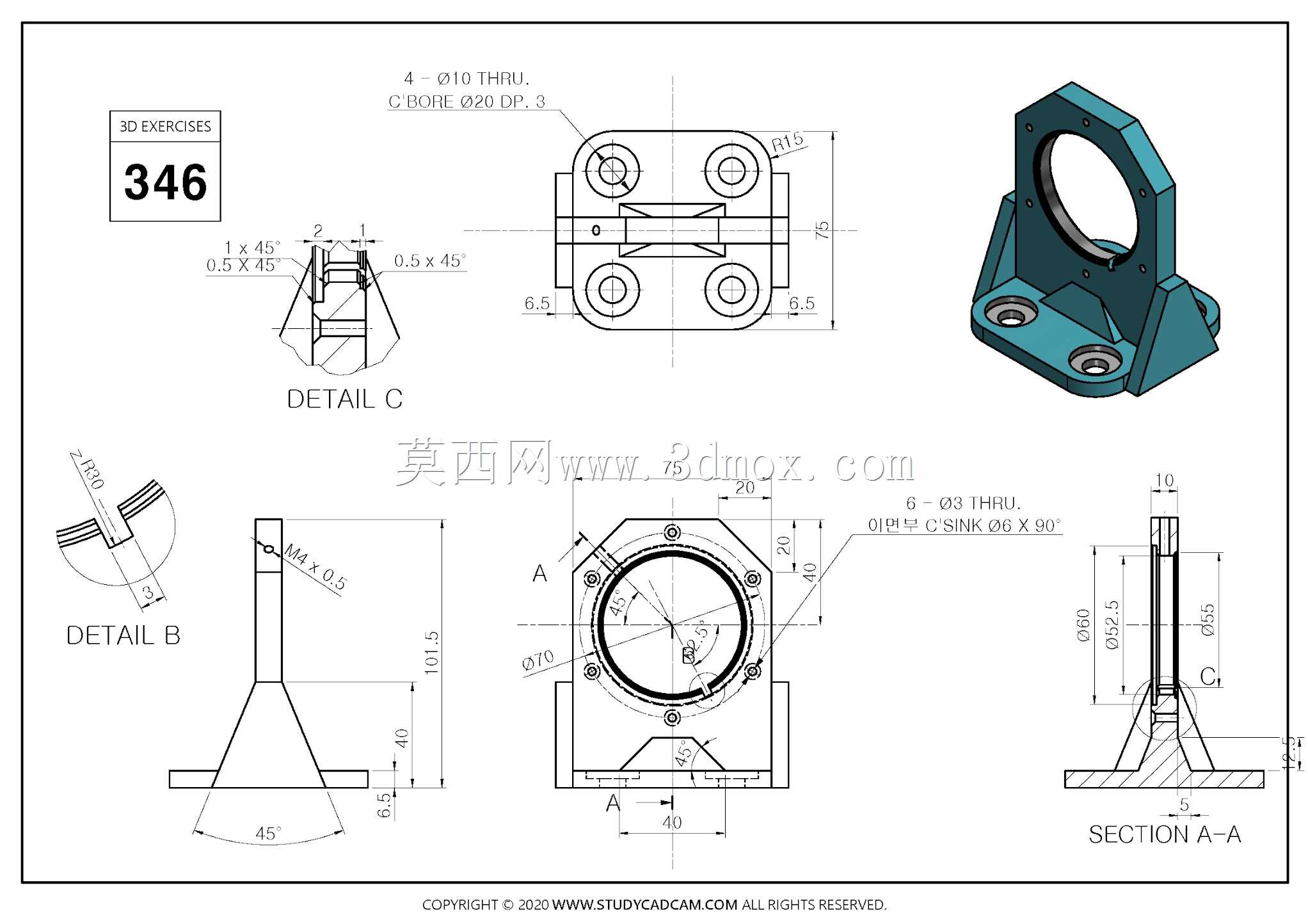 Studycadcam 3D CAD练习346/Autodesk Inventor Pro