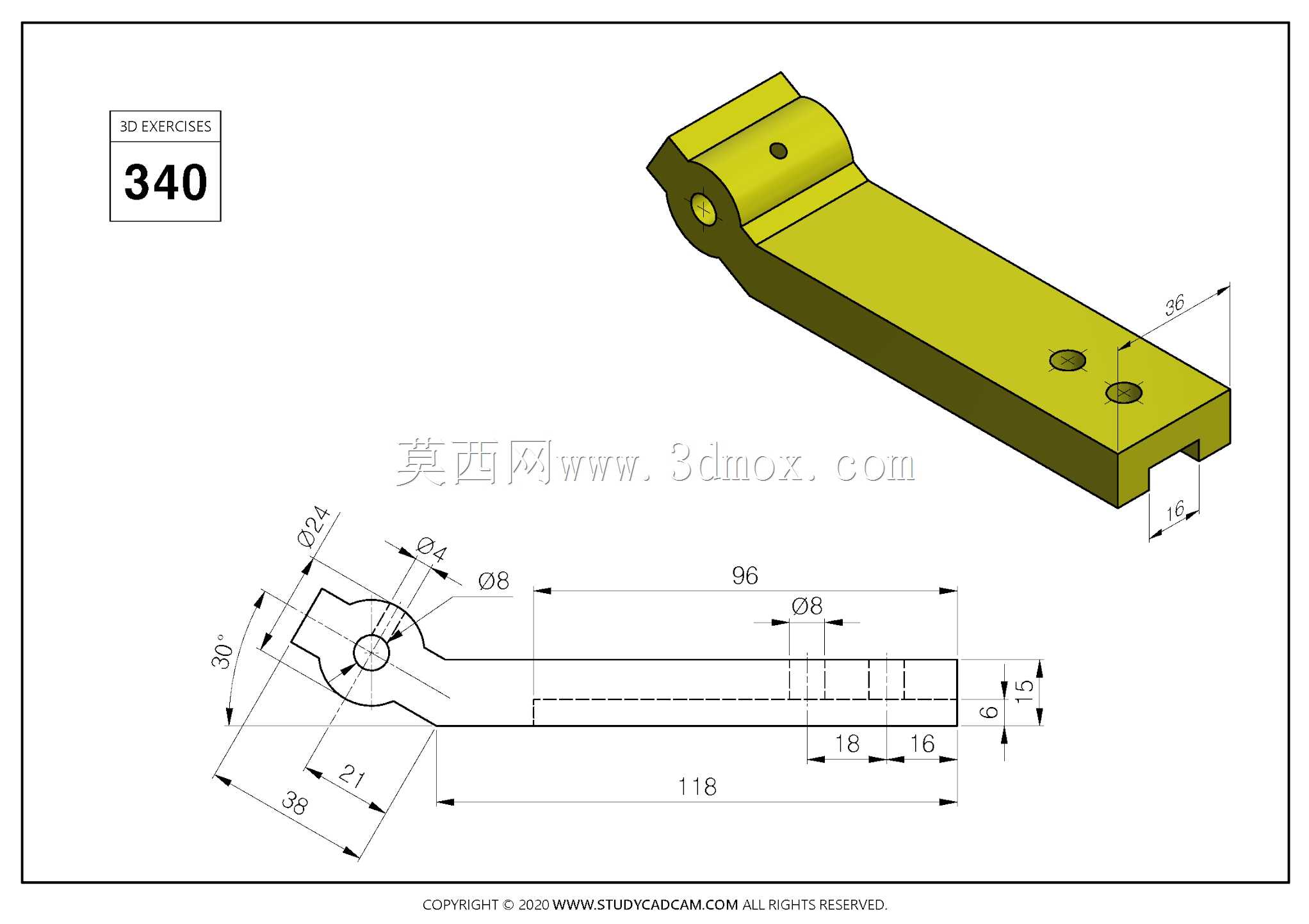Studycadcam 3D CAD练习340/Autodesk Inventor Pro